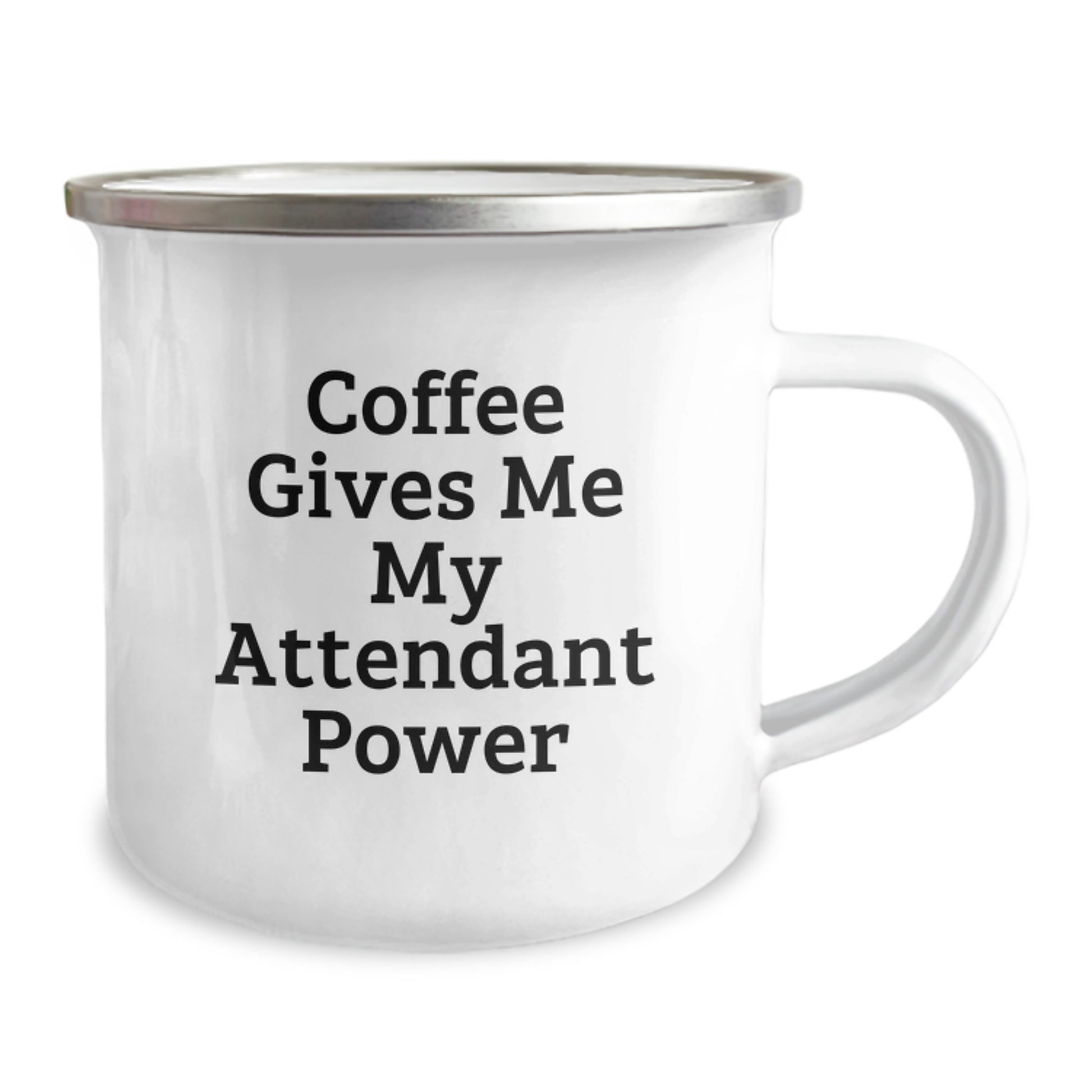Funny Attendant Gifts, Men's Camping Mug, 'Coffee Gives Me My Attendant Power' Inspirational Quote, Perfect Graduation Unique Gifts from Family, Friends, or Coworkers for Attendant, Men - Image 2