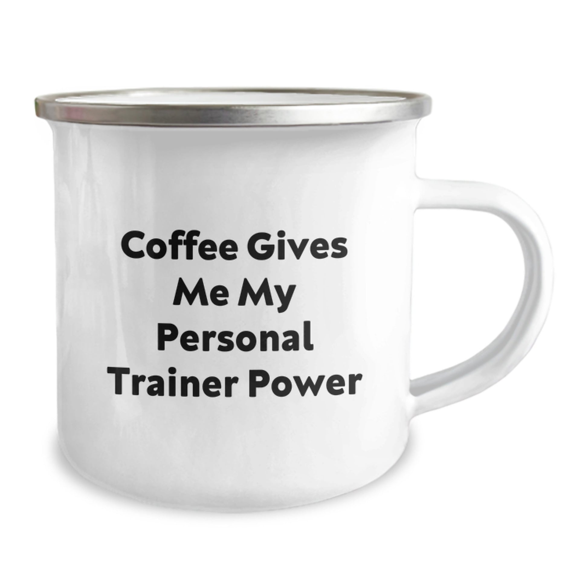 Funny Personal Trainer Graduation Gifts from Friends to Personal Trainer Men - Coffee Gives Me My Power Stainless Steel Camping Mug - Image 2