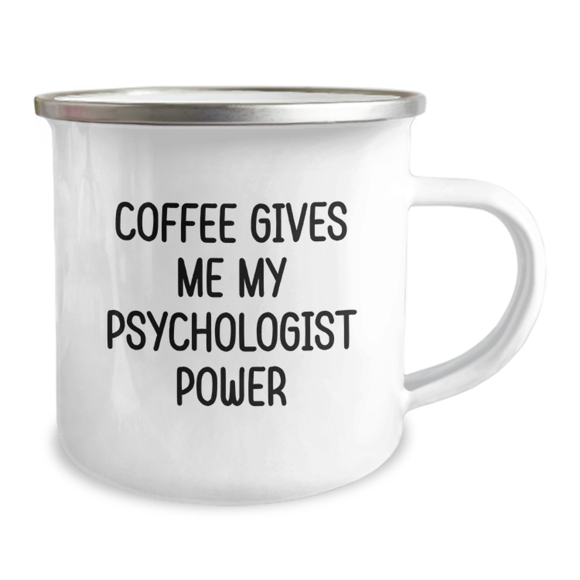 Funny Psychologist Gifts for Men, Women, or Friends - 'Coffee Gives Me My Psychologist Power' Enamel Camping Mug for Graduation - Unique Psychologist Camping Mug for Gift - Image 2