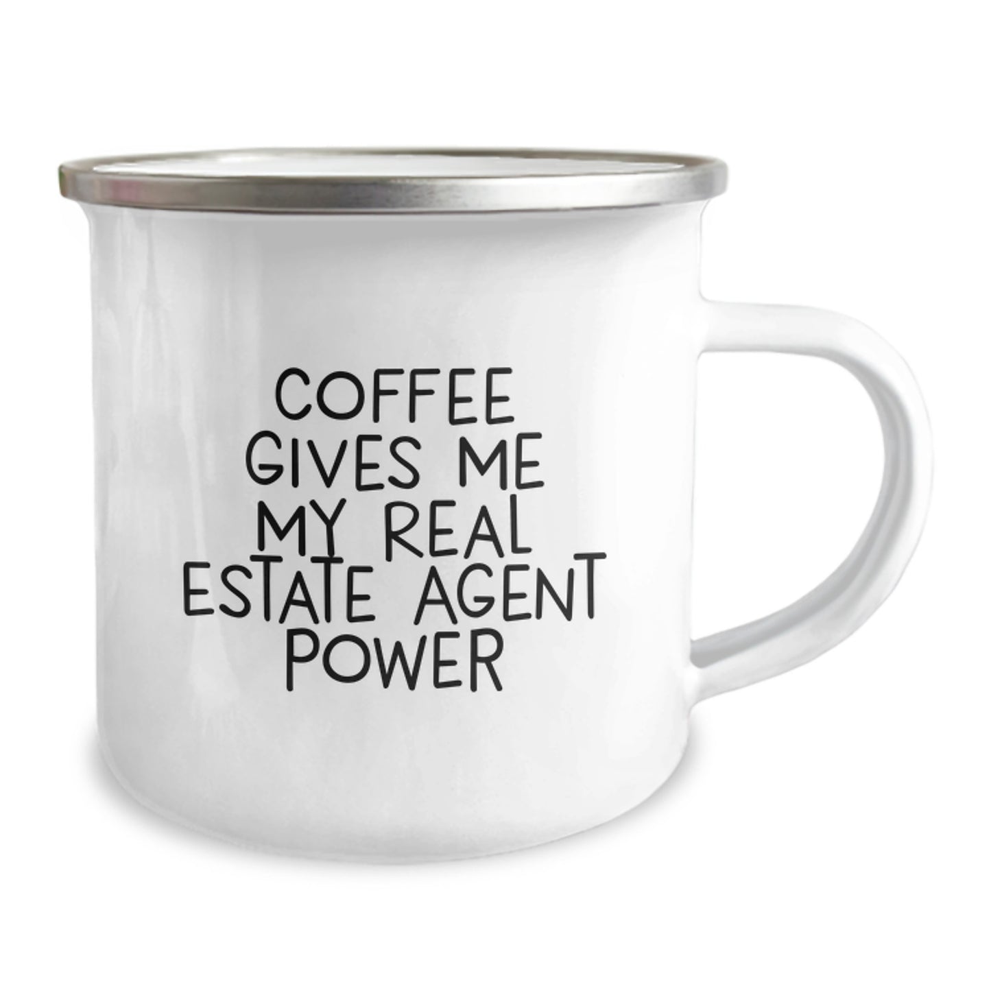 Funny Coffee Lover Gifts for Real Estate Agents, 'Coffee Gives Me My Power' Stainless Steel Camping Mug, Christmas Unique Gifts from Friends to Family - Image 2