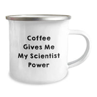 Load image into Gallery viewer, Funny Scientist Camping Mug - Gifts for Him - Christmas Unique Gifts from Friends - &#39;Coffee Gives Me My Scientist Power&#39; - Image 2
