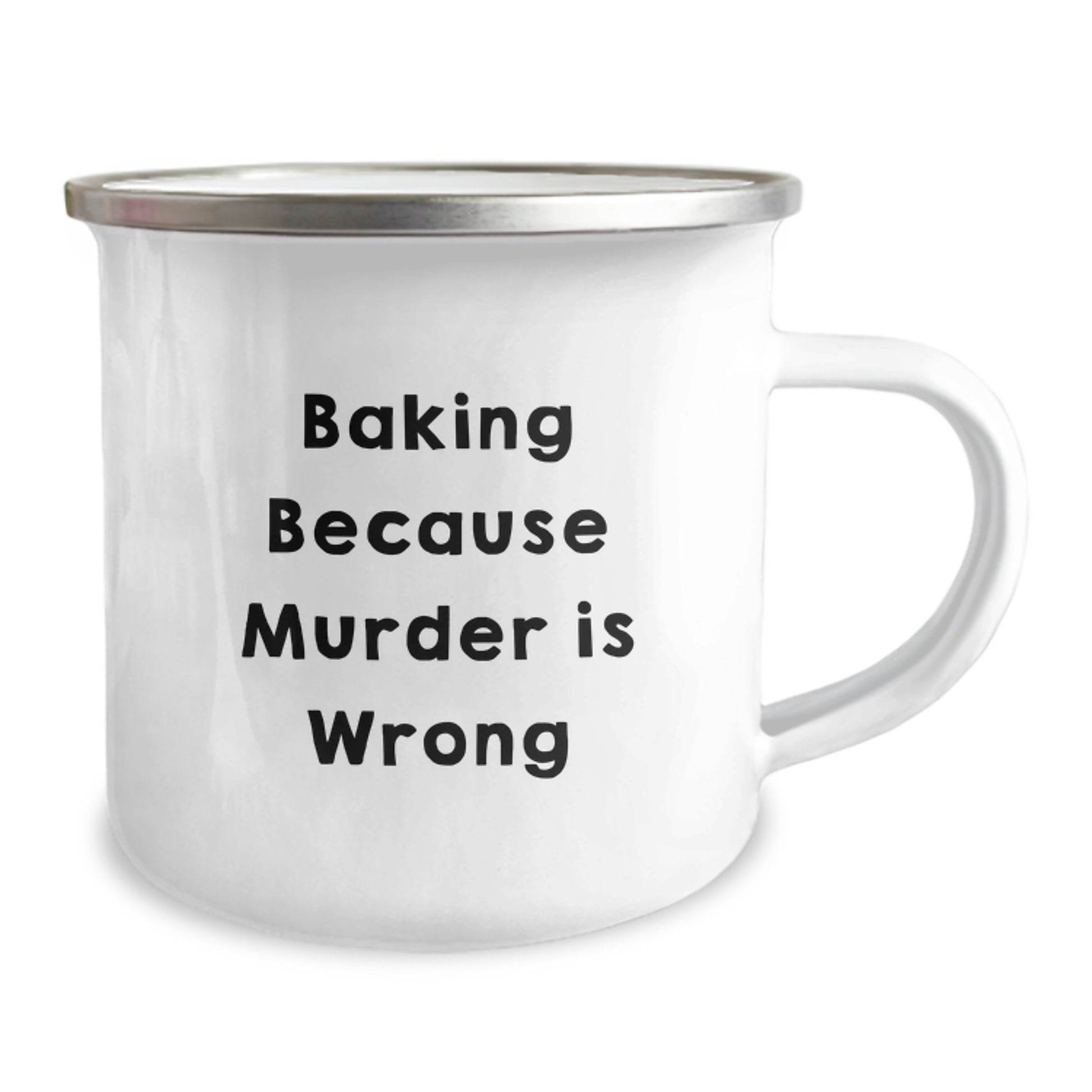 Funny Baking Gifts for Her, Funny Camping Mugs for Valentine's Lover, Baking Because Murder Is Wrong Quote Printed Gift - Image 2