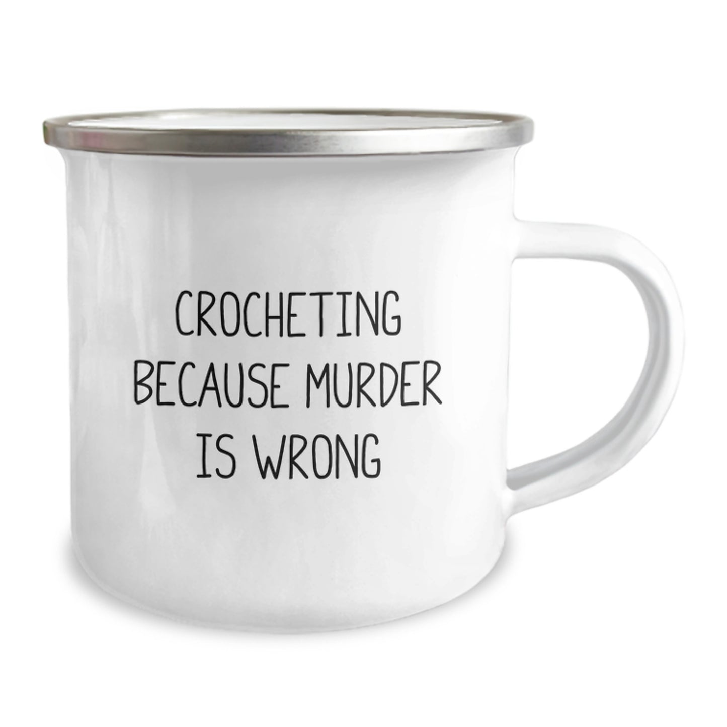Funny Crocheting Gifts for Graduation, Camping Mug with 'Crocheting Because Murder Is Wrong' Quote, Gifts from Family to Friends - Image 2
