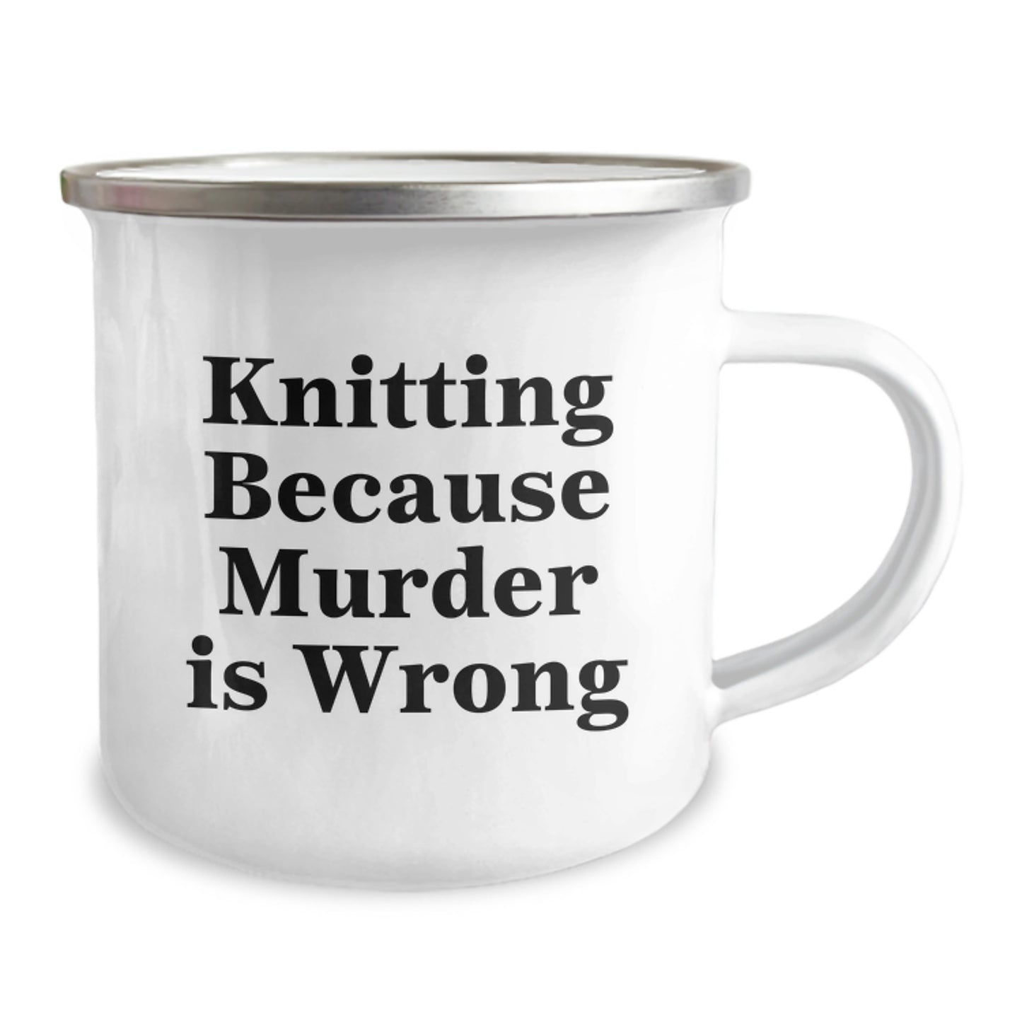 Knitting Gifts from Friends and Family, Funny Knitting Because Murder Is Wrong Camping Mug, Valentine's Unique Presents - Image 2