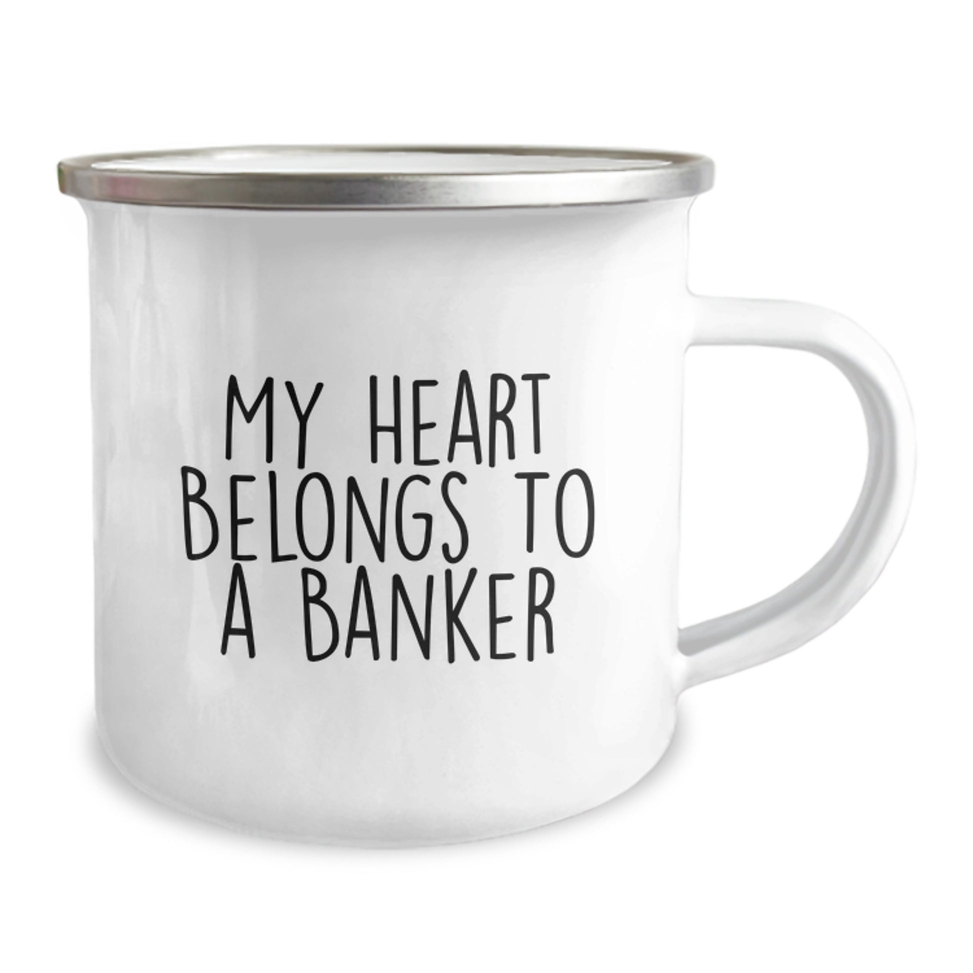 Funny Banker Gifts for Him or Her, 'My Heart Belongs To A Banker' Stainless Steel Camping Mug, Graduation Unique Gifts from Friends or Family - Image 2