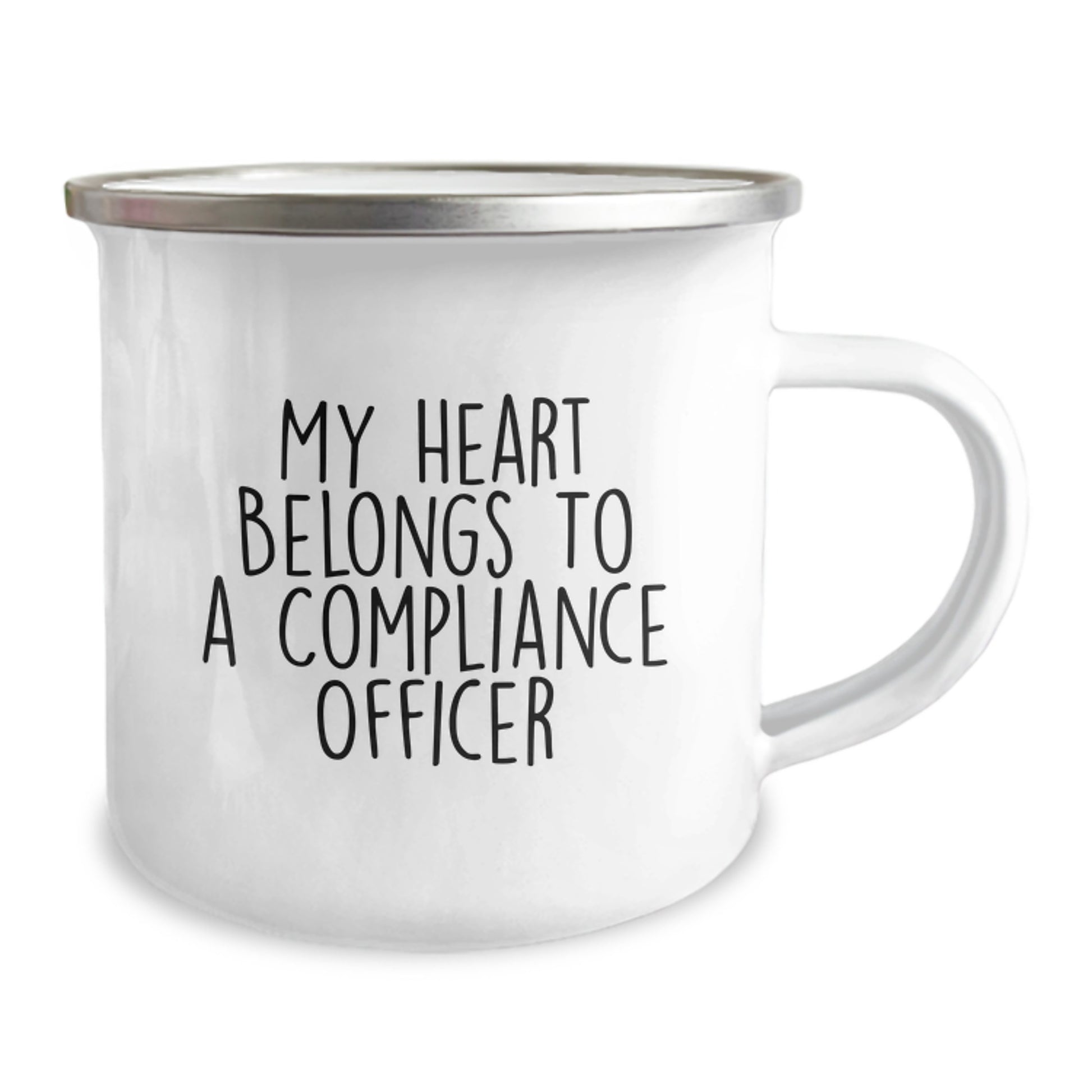 Funny Compliance Officer Gifts from Men, Unique Valentine's Gifts for Compliance Officer, My Heart Belongs To A Compliance Officer Camping Mug - Funny Gift for Him - Image 2