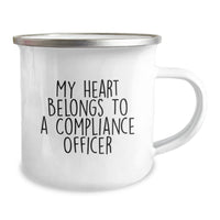 Load image into Gallery viewer, Funny Compliance Officer Gifts from Men, Unique Valentine's Gifts for Compliance Officer, My Heart Belongs To A Compliance Officer Camping Mug - Funny Gift for Him - Image 2
