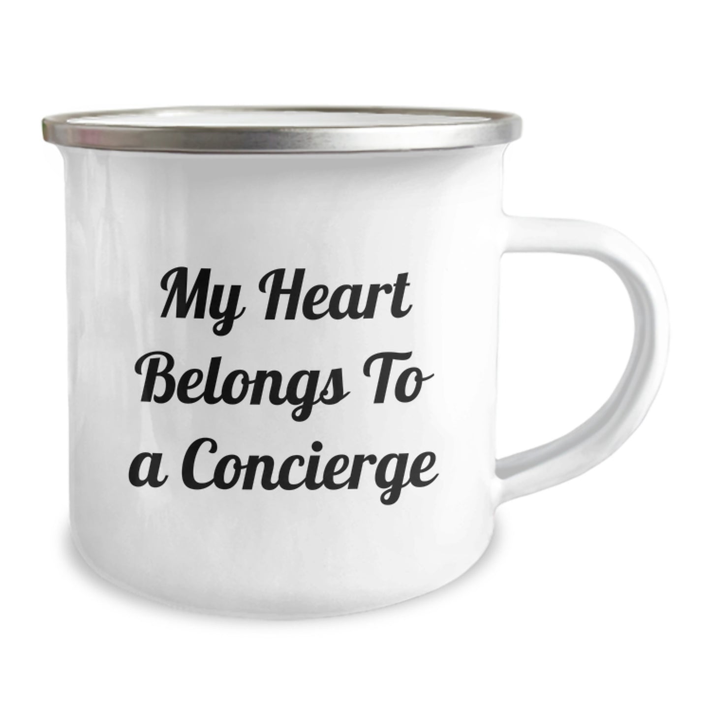 Funny Concierge Gifts from Friends, My Heart Belongs To A Concierge Camping Mug for Birthday Unique Gifts for Concierges - Image 2