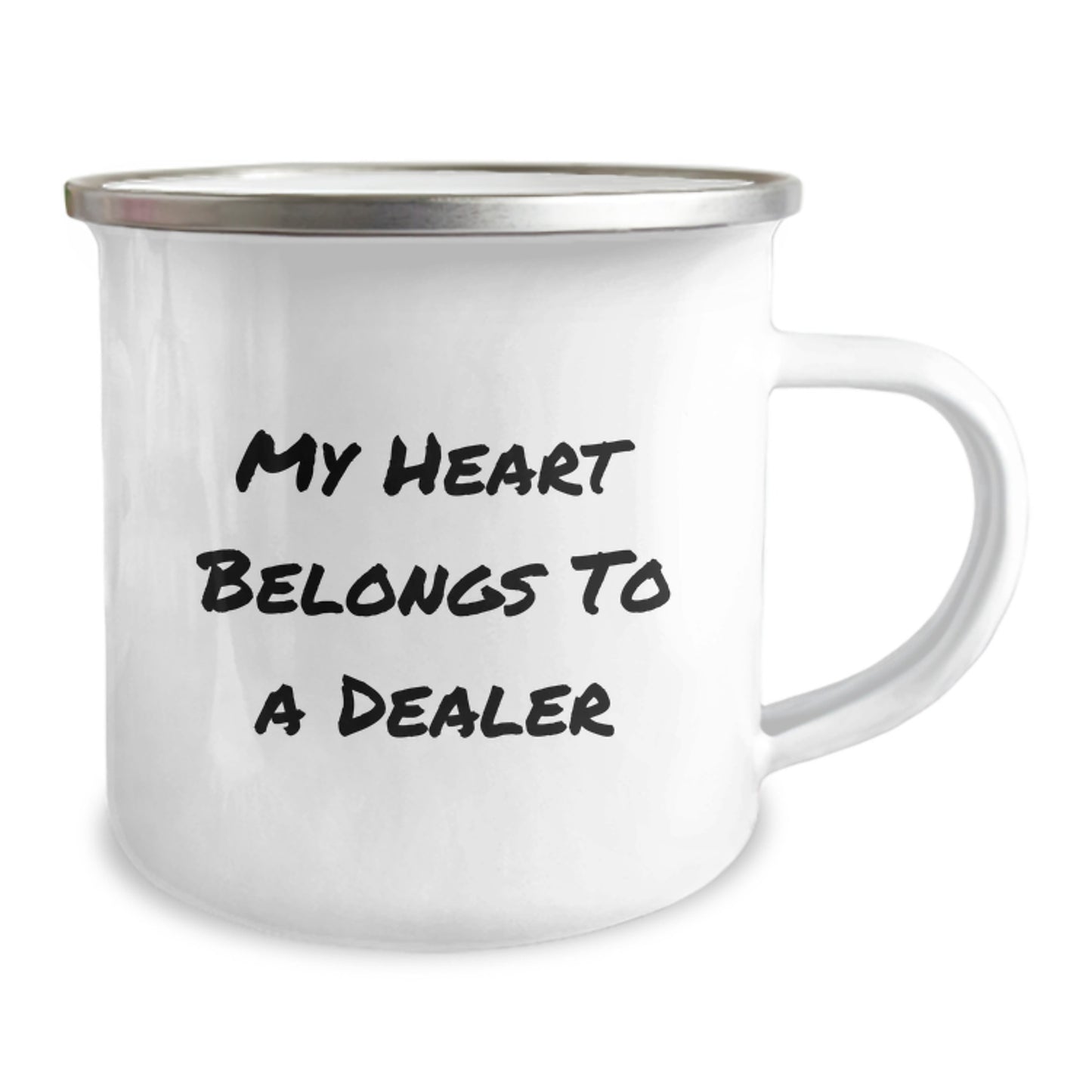 Cute Dealer Camping Mug Gifts from Friends for Dealer Lover - My Heart Belongs To A Dealer Funny Quote Birthday Unique Gifts - Image 2