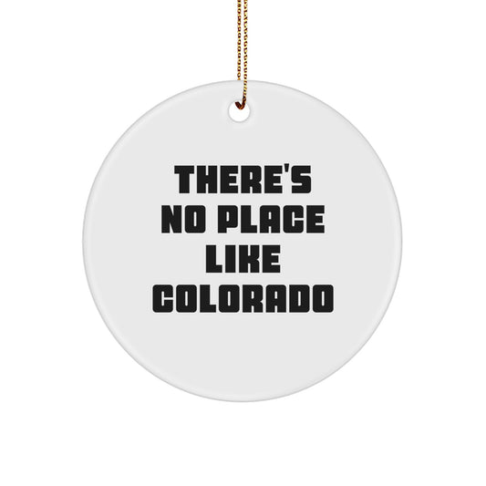 Colorado Circle Ornament - Funny Gifts from Friends for Colorado Lovers - Christmas Unique Ornaments - Colorado State Circle Decoration - 'There's No Place Like Colorado' Circle Ornament - Image 1
