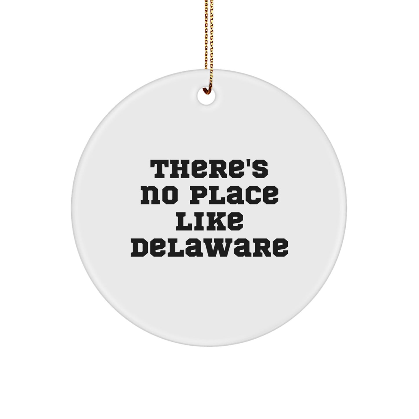 Delaware Christmas Ornament for Friends Gift – Novelty with Gold Cord - Image 1