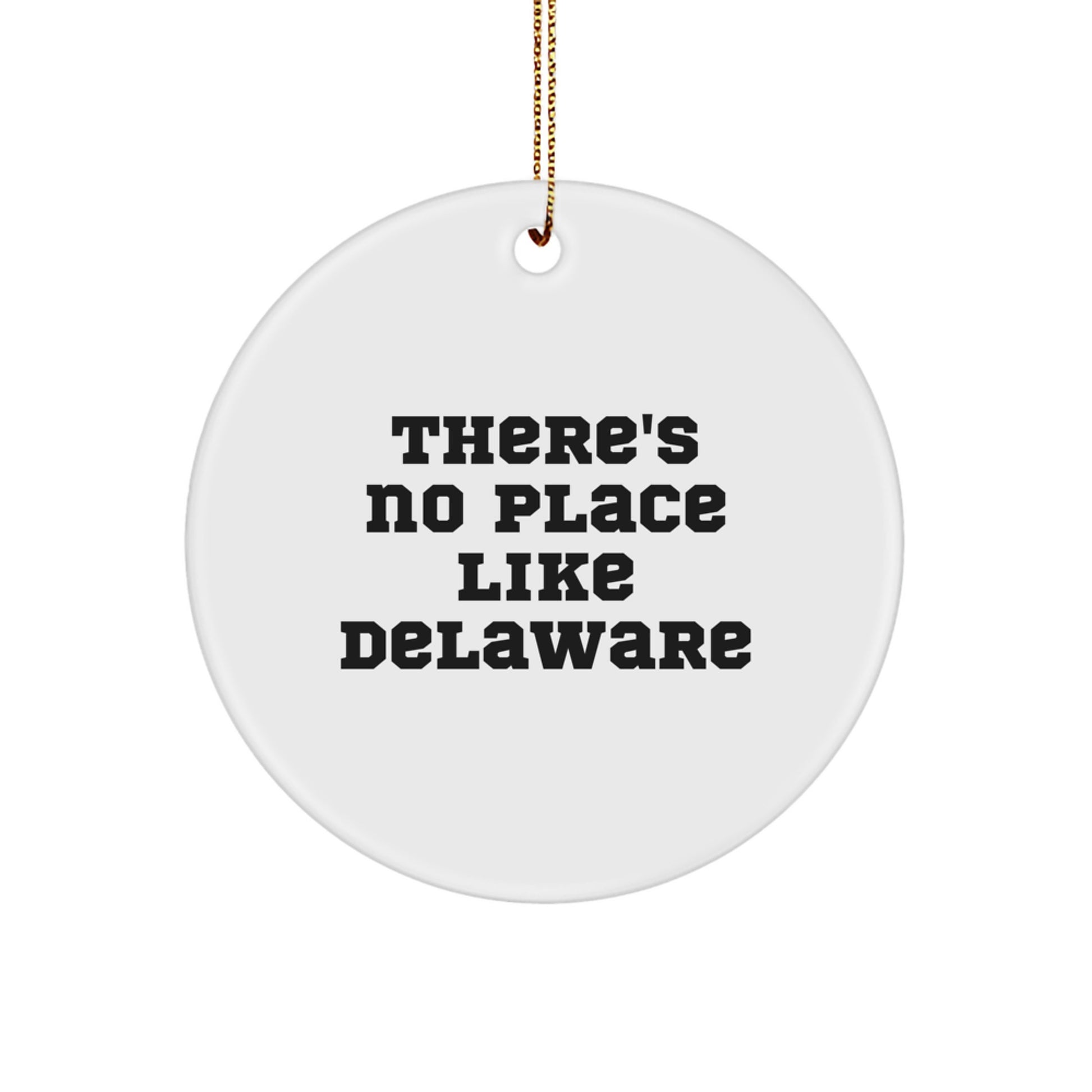 Delaware Christmas Ornament for Friends Gift – Novelty with Gold Cord - Image 1