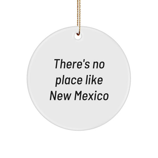New Mexico Holiday Circle Ornament, Funny Quote Gifts from Friends to Family, There's No Place Like New Mexico Christmas Unique Gifts, Beautiful Circle Shaped Ornament for Home Decor - Image 1