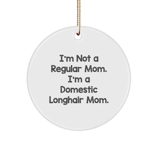 Funny Domestic Longhair Cat Mom Gifts from Family for Christmas Unique Circle Ornament - Image 1