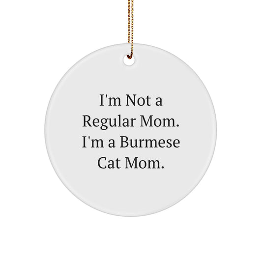 Funny Burmese Cat Mom Gifts from Mom for Christmas Unique Circle Ornaments - Image 1
