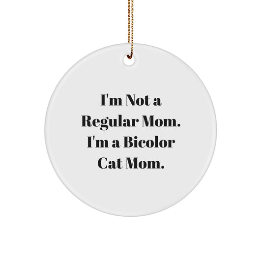 Funny Bicolor Cat Circle Ornament Gifts for Cat Lovers from Mom Friends Christmas Unique Treasures - Image 1