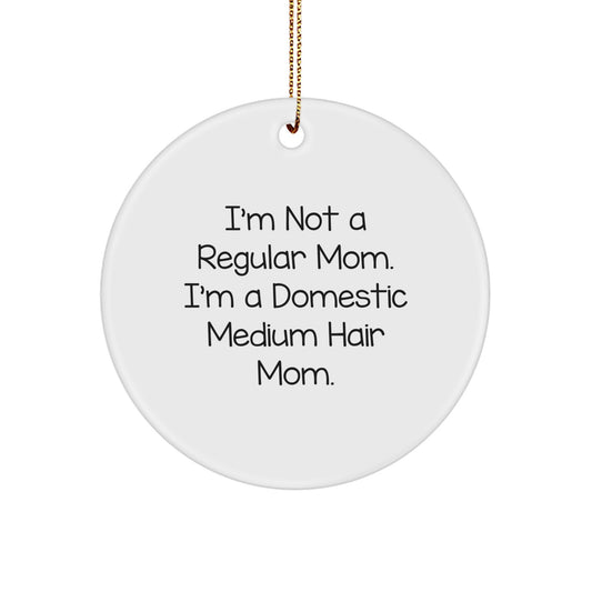 Funny Domestic Medium Hair Mom Gifts from Friends for Christmas Circle Ornament, Inspirational Domestic Medium Hair - Image 1