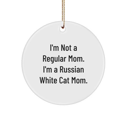 Funny Russian White Cat Mom Gifts for Friends, Women, Family - Circle Ornament, Personalized Russian White Cat Lover Gifts from Mom - Image 1