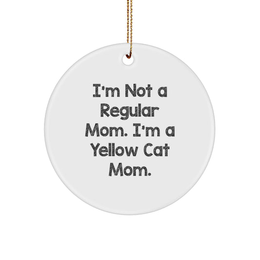 Funny Yellow Cat Mom Circle Ornament, Gifts for Yellow Cat Lovers from Friends, Funny Cat Mom Christmas Unique Gift, Circle Christmas Ornament, Unique Yellow Cat Gifts - Image 1
