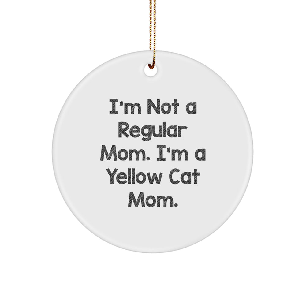Funny Yellow Cat Mom Circle Ornament, Gifts for Yellow Cat Lovers from Friends, Funny Cat Mom Christmas Unique Gift, Circle Christmas Ornament, Unique Yellow Cat Gifts - Image 1