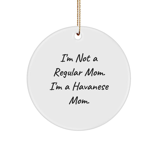 Funny Havanese Dog Mom Christmas Circle Ornament Gifts from Men to Women Friends and Family - Image 1