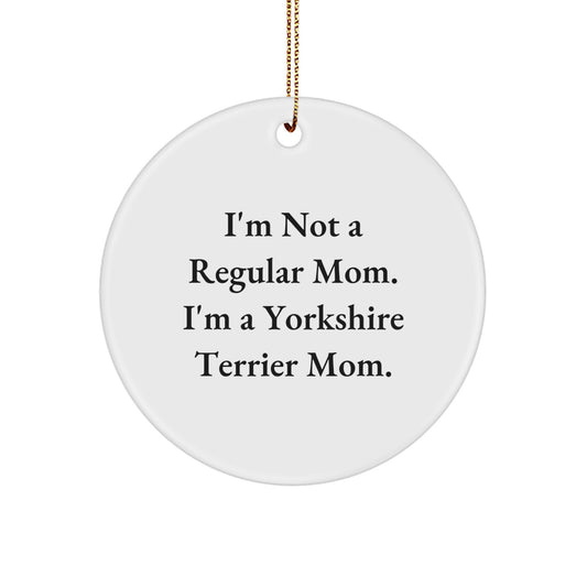 Christmas Unique Gifts for Yorkshire Terrier Dog Lover, Funny Mom Yorkshire Terrier Mom Ornament, Yorkshire Terrier Dog Circle Ornament Christmas Decor - Image 1