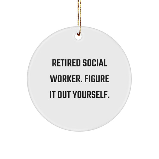 Social Worker Christmas Unique Gifts from Men, Women, Friends, Coworkers, Family - 'Figure It Out Yourself' Circle Ornament for Social Worker, Unique Christmas Decorations - Image 1