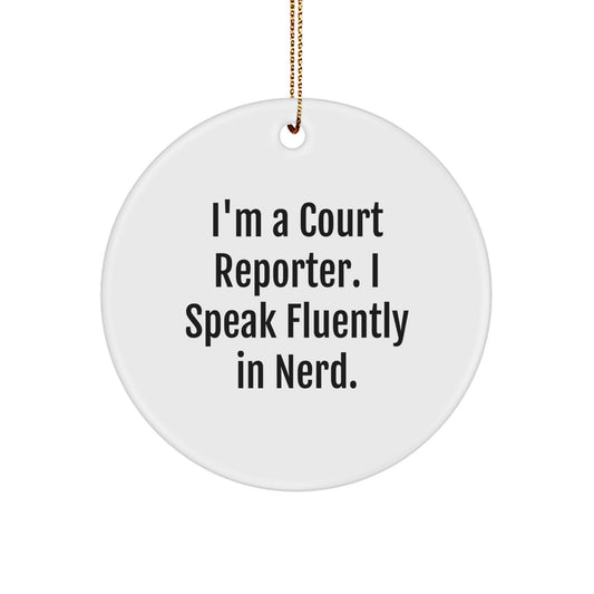 Funny Court Reporter Gifts from Friends, Unique Circle Ornament for Court Reporters, Merry Christmas Unique Gifts - Image 1