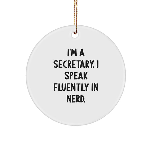 Funny Secretary Quotes Circle Ornament Gifts from Family to Secretary, Christmas Unique Gifts for Secretary Office Decor - Image 1