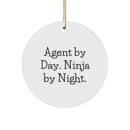 Funny Agent Circle Ornament Gifts from Friends, Men, or Family for Agent By Day Ninja By Night Christmas Unique Ornaments - Image 1