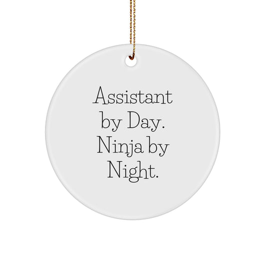Funny Assistant Christmas Unique Gifts from Men to Assistant Friends Circle Ornament, Circle Ornament for Assistant By Day Ninja By Night. - Image 1