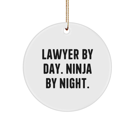 Funny Lawyer Gifts from Friends for Men Lawyer Christmas Unique Ornaments Lawyer By Day Ninja By Night Circle Ornament - Image 1