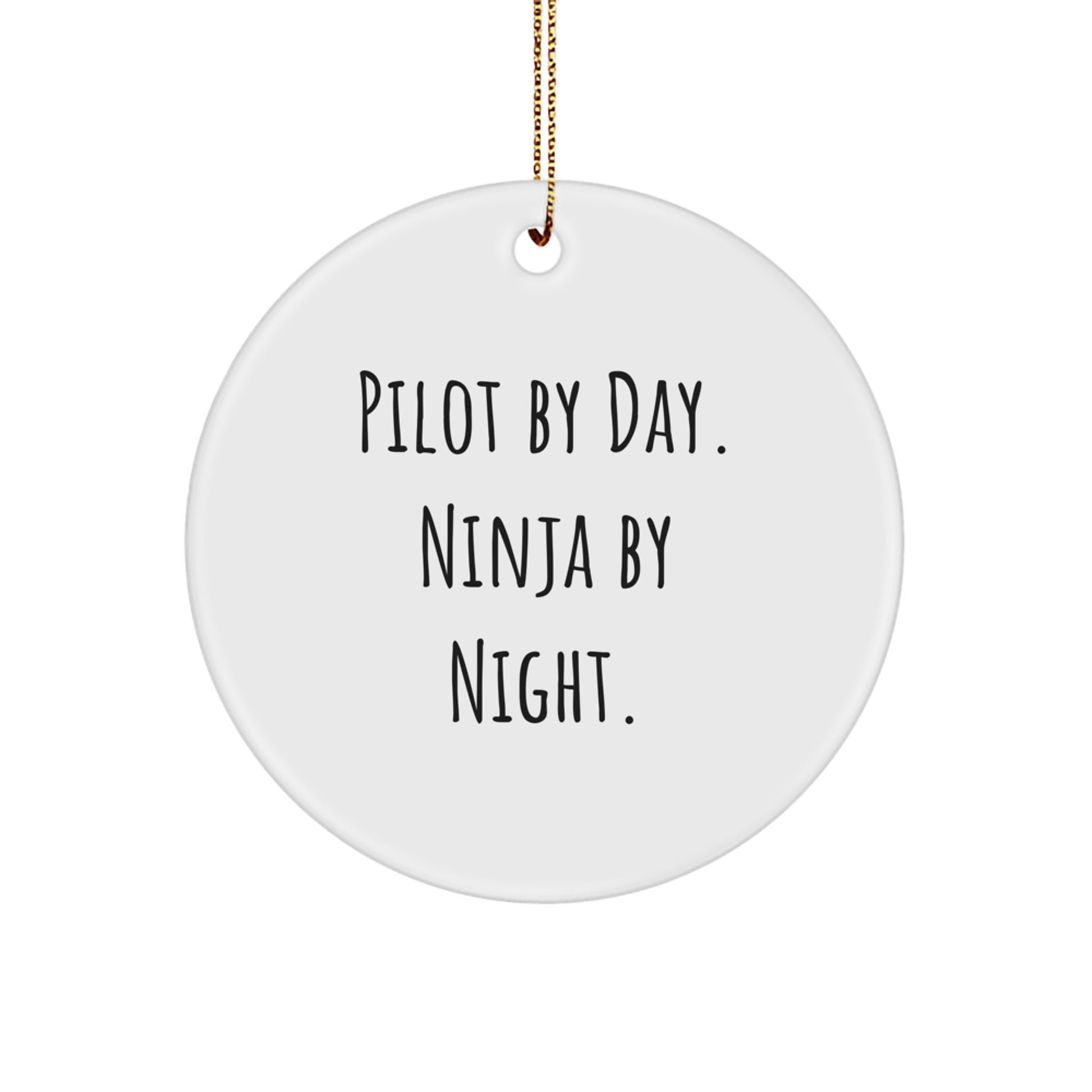 Pilot By Day. Ninja By Night. Keepsake Christmas Ornament for Him Gift - Image 1