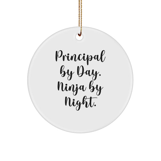Principal Gifts for Men from Friends, Principal by Day Ninja by Night Circle Ornament Christmas Unique Gifts - Image 1