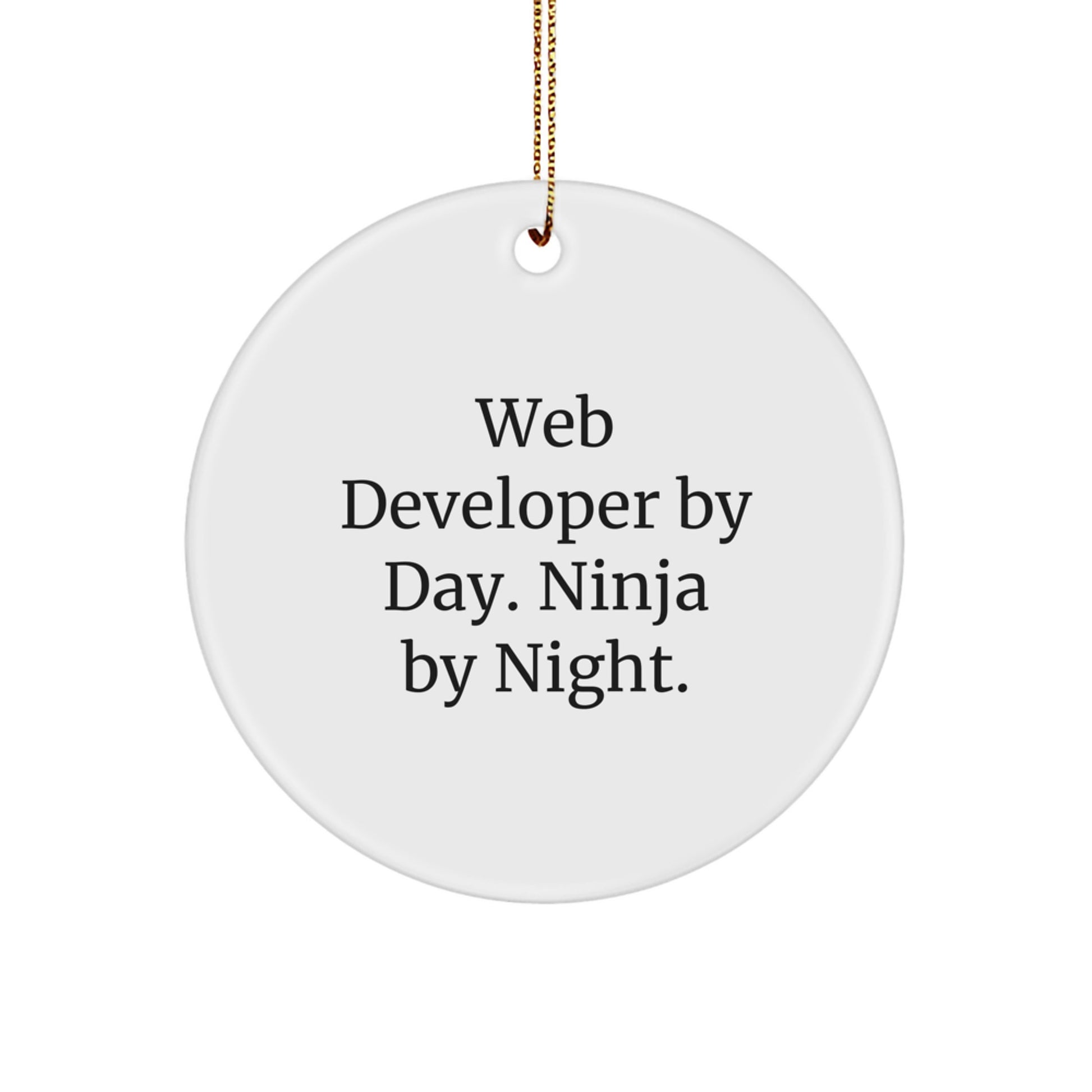 Funny Web Developer Gifts from Men Friends - Web Developer Circle Ornament By Day Ninja By Night Christmas Unique Presents for Men Women - Image 1