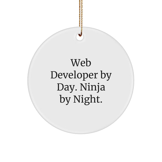 Funny Web Developer Gifts from Men Friends - Web Developer Circle Ornament By Day Ninja By Night Christmas Unique Presents for Men Women - Image 1