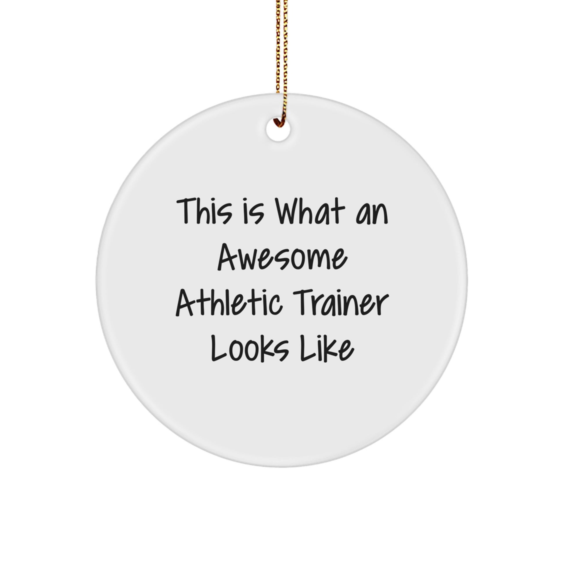 Funny Athletic Trainer Circle Ornaments, Gifts for the Awesome Trainer, Inspirational Quote This Is What an Awesome Trainer Looks Like - Image 1