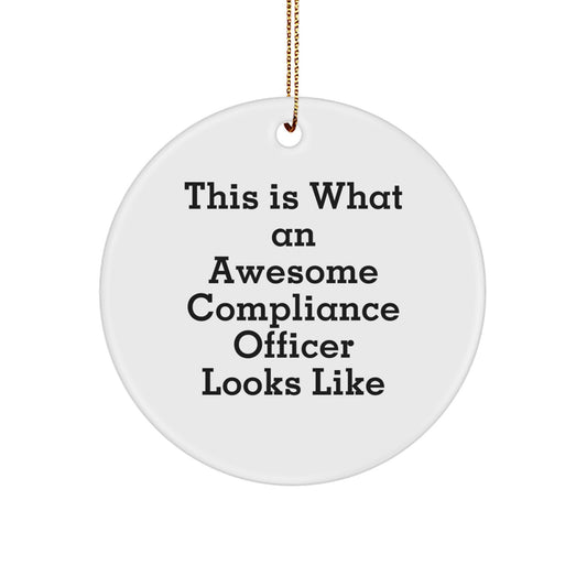 Compliance Officer Gift Ideas for Men, Funny Circle Ornament, 'This Is What An Awesome Compliance Officer Looks Like', Christmas Unique Gifts from Family - Image 1