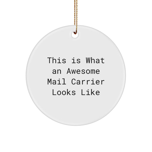 Funny Mail Carrier Circle Ornament, Gifts from Friends for Mail Carrier, This Is What An Awesome Mail Carrier Looks Like Christmas Unique Gifts - Image 1