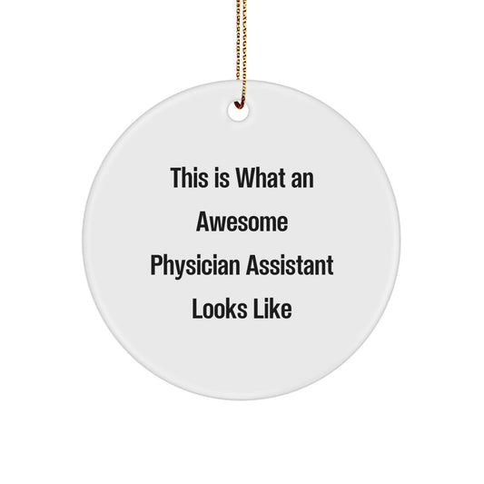 Gifts from Friends for Physician Assistant Christmas Unique Circle Ornament - This Is What An Awesome Physician Assistant Looks Like - Image 1