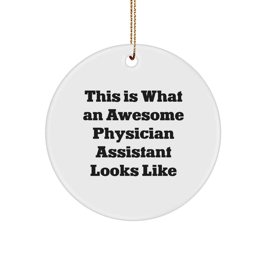 Funny Physician Assistant Christmas Unique Gifts from Friends, Circle Ornament Quote: This Is What An Awesome Physician Assistant Looks Like, Ideal Gifts for Physician Assistant Men - Image 1