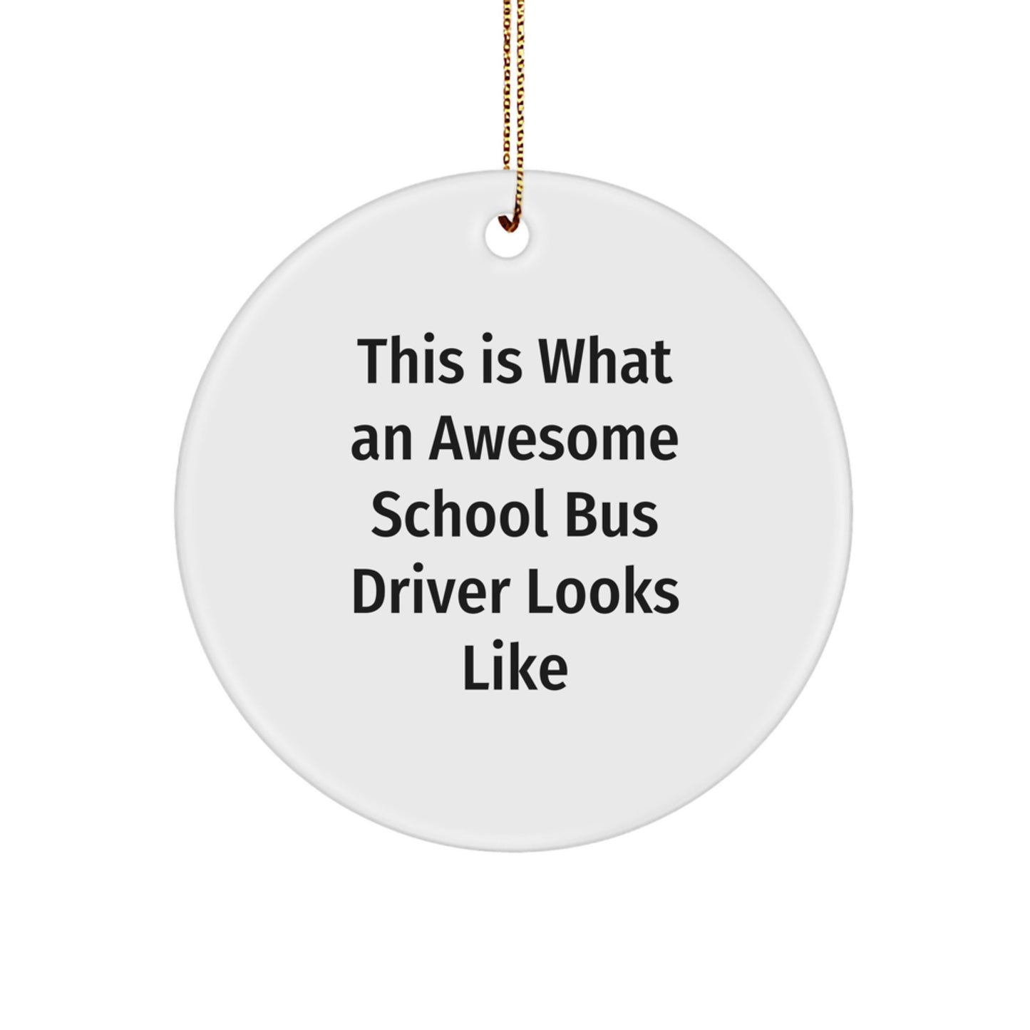 Funny School Bus Driver Gifts from Friends for Christmas - Circle Ornament with This 'Is What An Awesome School Bus Driver Looks Like' Quote - Image 1