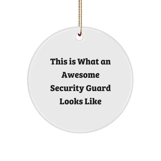 Funny Security Guard Christmas Circle Ornament Gifts for Men from Family - This Is What An Awesome Security Guard Looks Like - Image 1