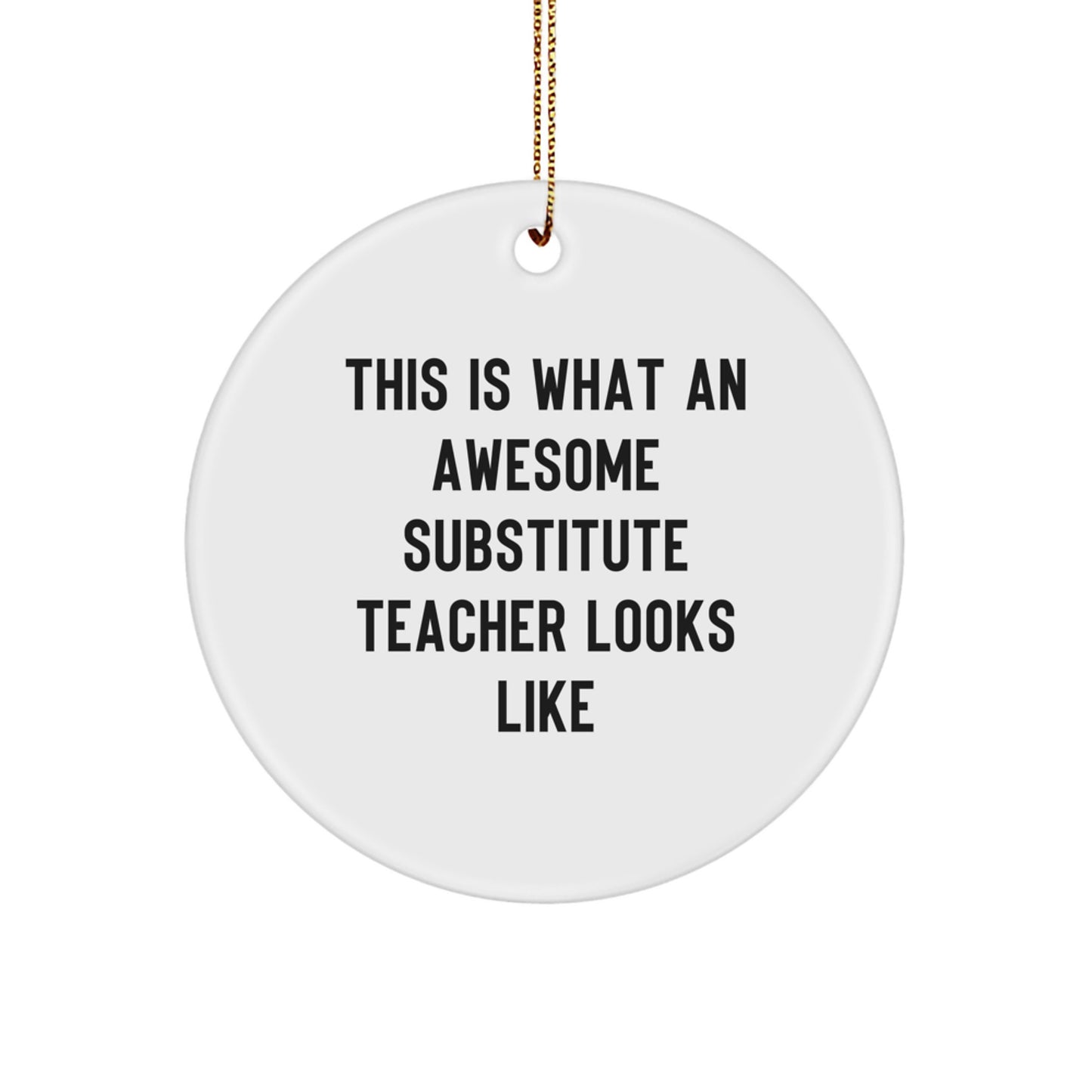 Funny Substitute Teacher Gifts from Friends to Awesome Substitute Teachers, Circle Ornament, This Is What An Awesome Substitute Teacher Looks Like Christmas Unique Ornaments - Image 1