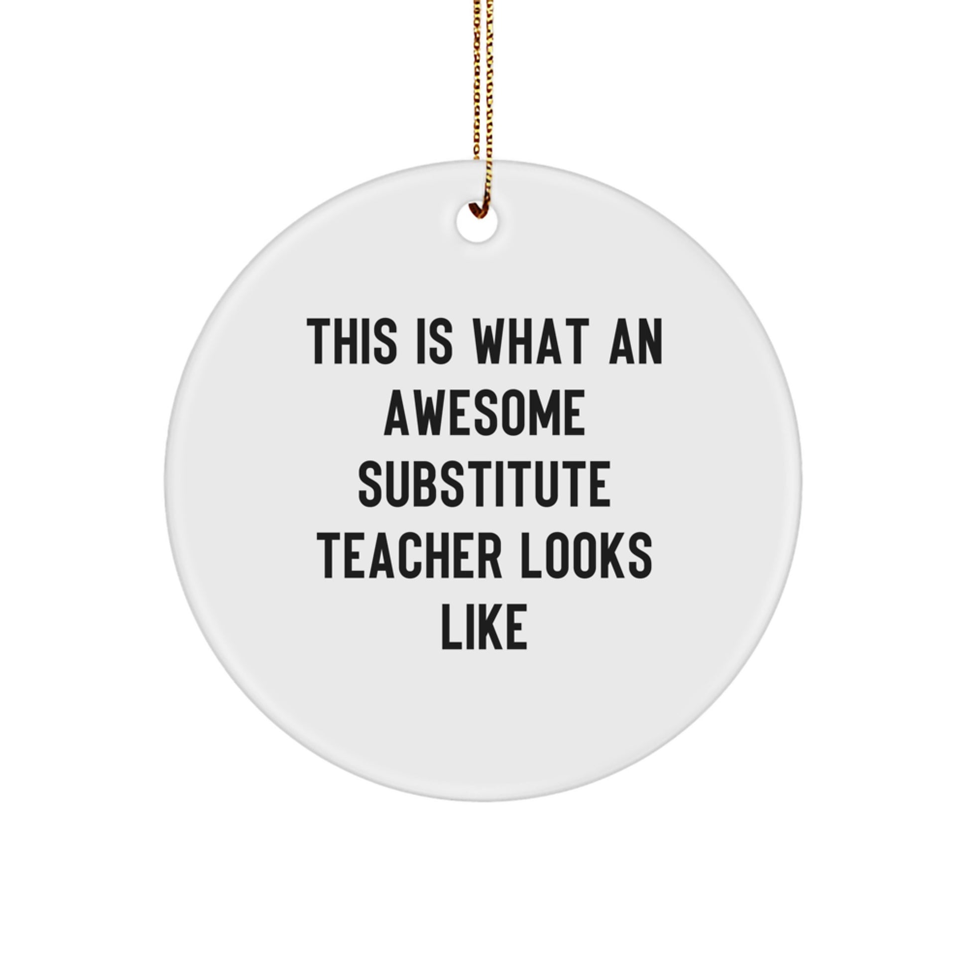 Funny Substitute Teacher Gifts from Friends to Awesome Substitute Teachers, Circle Ornament, This Is What An Awesome Substitute Teacher Looks Like Christmas Unique Ornaments - Image 1