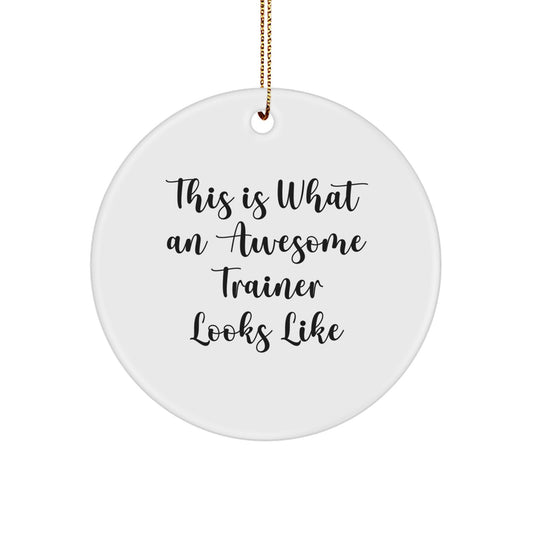 Trainer Gifts from Men for This Is What An Awesome Trainer Looks Like Circle Ornament, Funny Christmas Unique Gift for Trainers - Image 1