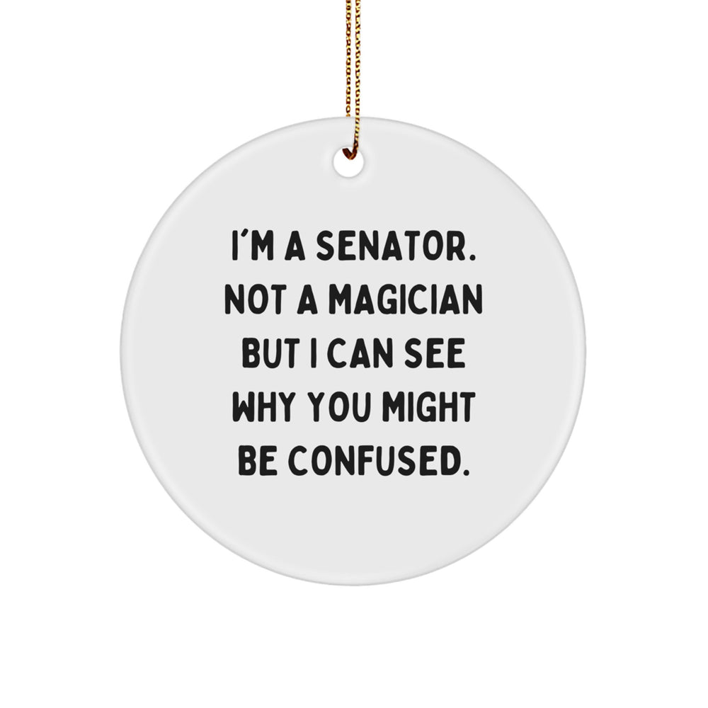 Senator Gifts, Funny Quote Circle Ornament, Christmas Unique Gifts from Men, Gifts for Senator Friends - Image 1
