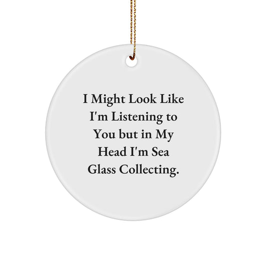 Sea Glass Collecting Circle Christmas Ornament Idea for Coworkers Gift - Image 1