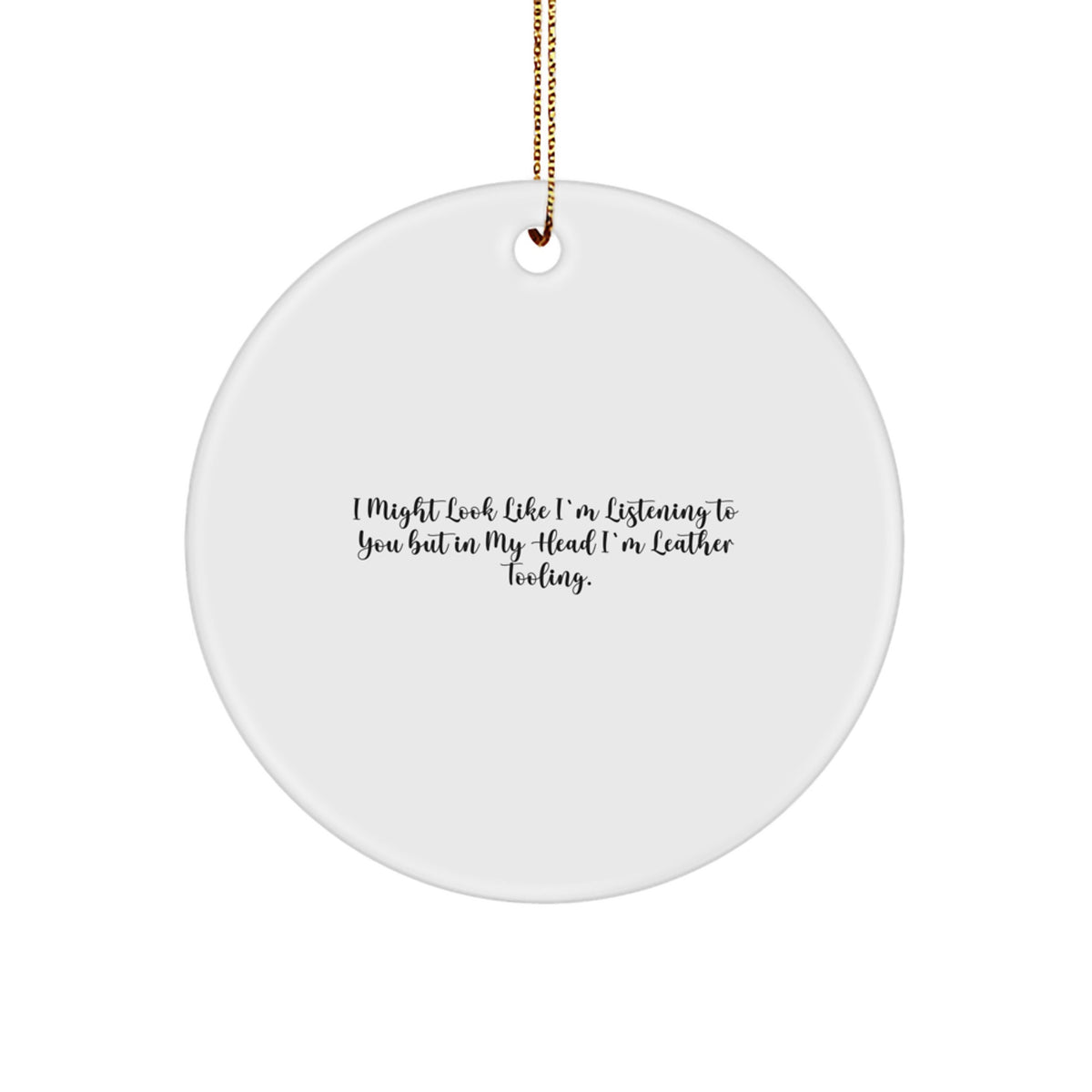 Christmas Unique Gift Leather Tooling Circle Ornament for Her Present - Image 1