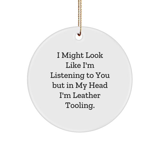 Leather Tooling Circle Ornament Idea Gift I Might Look for Coworkers - Image 1